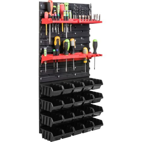 Panneau à outils d'atelier 78x39 cm + 20 plateaux