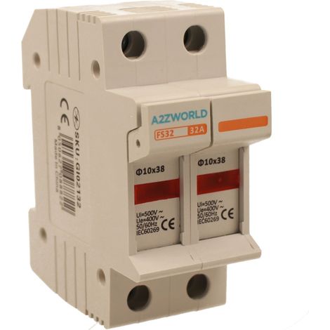 Portafusibile Modulare AC D10X38mm 32A AC 500V IP20 IEC60269 FS32, Disponibili 1P 1M, 2P 2M, 4P 4M (2P)