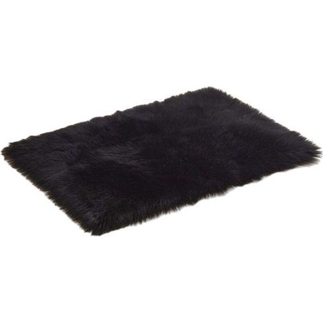 Tapis shaggy moelleux et moderne, antidérapant, pour chambre à coucher - Noir 40-60 cm (1/2)