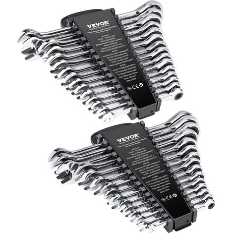 Jeu de Clés Mixtes 30PCs, Clés à Cliquet SAE 1/4"-1" et Métrique 8-24 mm, Ensemble de Clés en Acier Cr-V, avec Support de Rangement, pour Travaux Ménagers, Réparations Autos, Garage, Atelier (1/5)