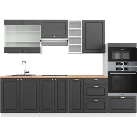 Cuisine Fame-Line, Anthracite-or/blanc, 280 cm , PT Chêne, Vicco