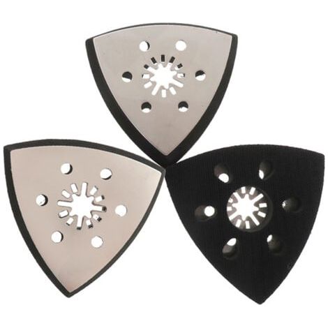 Lot de 3 Plaques de Ponçage Triangulaires avec 6 Trous 93 mm Patin Ponceuse Triangulaire Accessoires pour Bois Plastiques durs Métaux, Meulage ou Polissage (1/5)