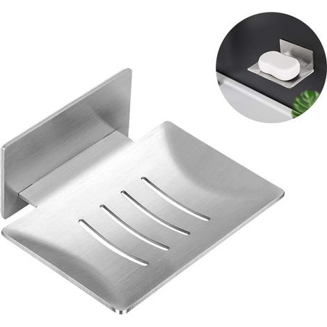 Porte Savon Mural, Porte-Savon Douche Auto-adhésif en Acier Inoxydable, Savon sans Perçage pour Salle de Bain Cuisine Douche (1/5)