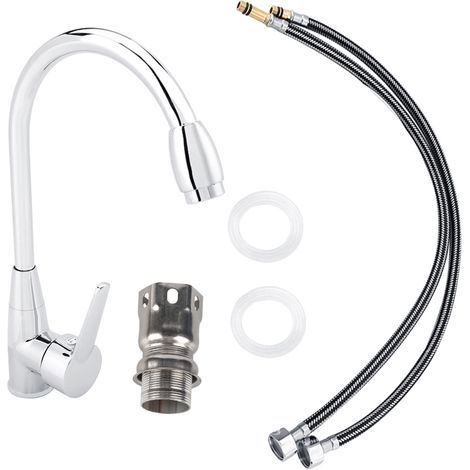 Heavy-duty, abrasion-resistant and durable swivel mixer tap for kitchen (with hose) (1/5)