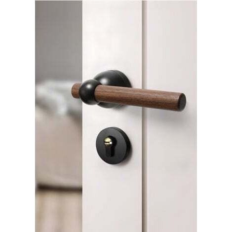 Walnut door lock, silent interior door lock, new Chinese-style wooden door handle
