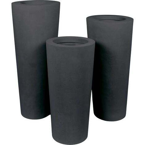 Bac polystone Ø 43 cm H 80 cm Ext. colonne noir - dimhaut: H 80 cm - couleur: Noir