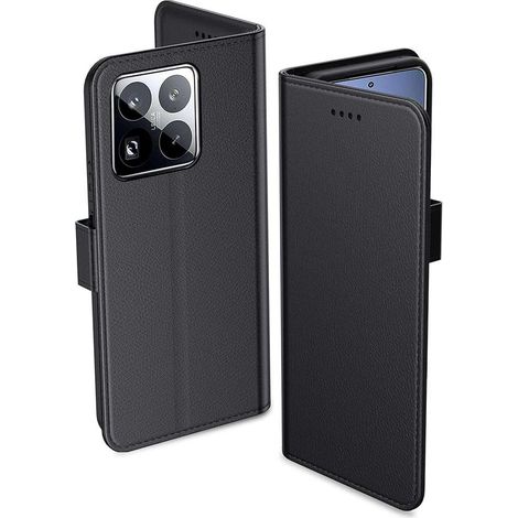 Étui portefeuille à rabat en cuir PU noir pour Xiaomi 15 Pro (1/3)