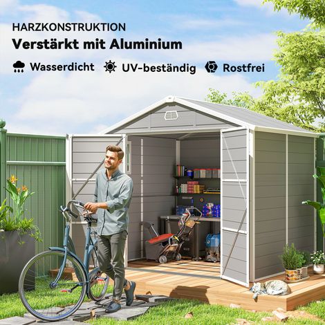 Abri de jardin 4,1 m², toit incliné, dimensions 240 x 190 x 180/228 cm, cabanon extérieur robuste (1/4)