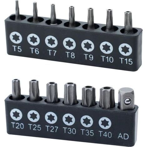 Satz mit 14 robusten Sternbits aus Chrom-Vanadium-Stahl, T40-Sicherheitsqualität, Lotspitze, 1/4-Zoll-Sechskantschaft. (1/4)
