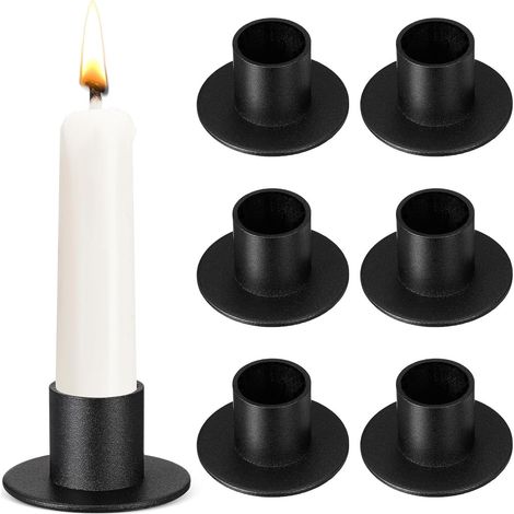 CCYKXA Bougeoir pour Bougies Bâtons Chandelier pour Bougies de Table Douilles pour Bougies en Métal Blanc Porte-Bougies pour Décoration de Salon Salle à Manger Chambre à Coucher (6, Noir) (1/4)