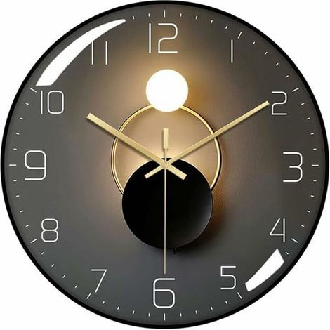 30 cm (12 Zoll) geräuschlose Wanduhr – Schlicht und elegant – Quarzuhr – Moderne geräuschlose Wanduhr – Schwarzer Rahmen – Digitale Quarz-Wanduhr – Runde Wanduhr – Geeignet für Küche und Wohnzimmer