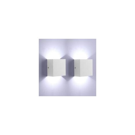 2Pack LED Mur Lumière Intérieur Up Down Applique Murale Blanc Mur Lampe Moderne 6W en Aluminium Appareils d'éclairage pour Le Salon Chambre Cuisine, Blanc Froid