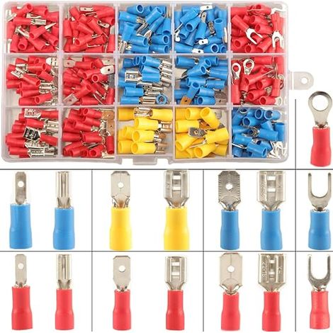 Cosses Electriques Isolée a Sertir Assortiment Connecteurs Ronde Cosses Plates Femelles Cosses Fourches (1/5)