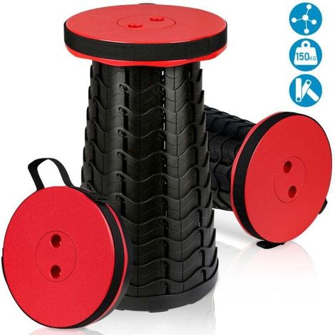 ALOVZE Tabouret télescopique portable Siege Pliant Portable Tabouret Retractable pour Les Voyages, Camping 45x26CM Rouge