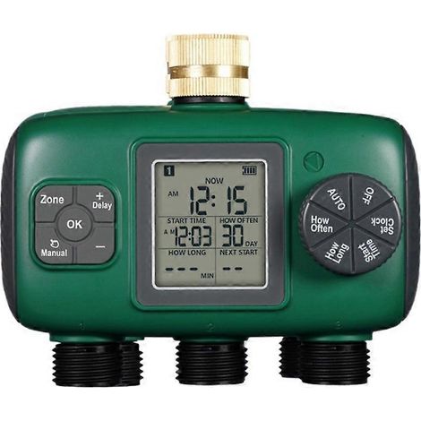 Système d'arrosage automatique 3 voies avec programmateur d'arrosage et contrôle indépendant, filetage extérieur NH 3/4 pouce (1/5)