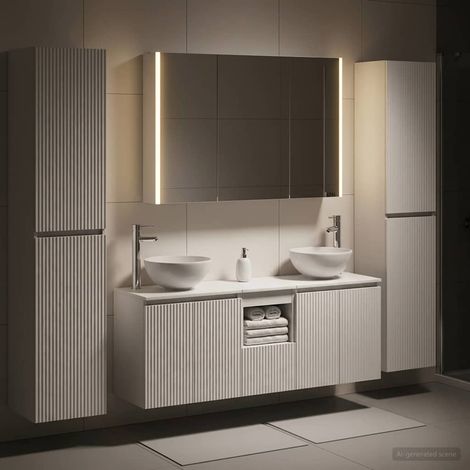 Ensemble de mobilier de salle de bain 6 pcs Blanc vidaXL (1/5)