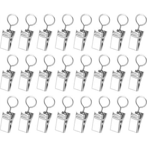 85 Pièces Pinces à Rideaux en Métal, Pince Rideaux Decoration Crochets de Suspension, Crochet fermé, Argent (1/4)