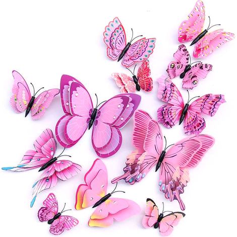 Décor Murale Papillon 3D - Autocollants Papillons PVC avec Aimant et Adhésif - Pour Chambre Enfants ou Décoration Événementielle - Lot de 48 Pièces (1/5)