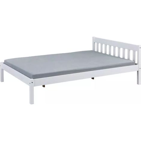 letto matrimoniale in legno di pino massello bianco 140x200 cm (1/4)
