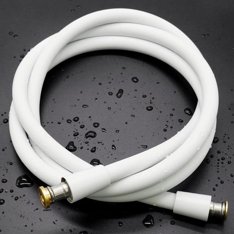 Flexible de Douche Universel (G1/2 Pouces, 1.5m), Tuyau de Douche en Silicone Ultra-Doux, Tuyau Douche Anti-Torsion et Anti-Pliure Pour Toilette/Argenté, Blanc (1/5)