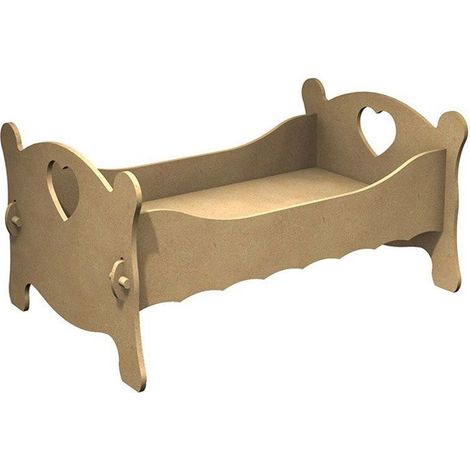 Lit de poupée en bois MDF à décorer - 47 x 31 cm