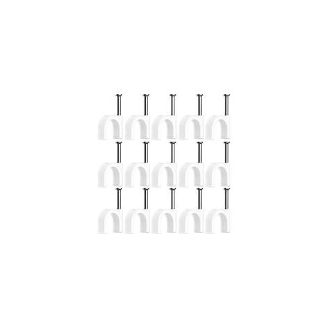 100 Pièces Cavalier Cable Electrique,Fixation Cable Electrique,Attache Fil Electrique,Attache Cable Mural,Clips de Cable (6mm) (1/5)