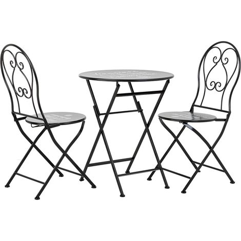 Conjunto mesa y 2 sillas de forja negras
