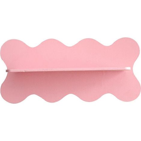 Étagère murale de rangement en bois rose en forme de vague, décoration intérieure (1/5)