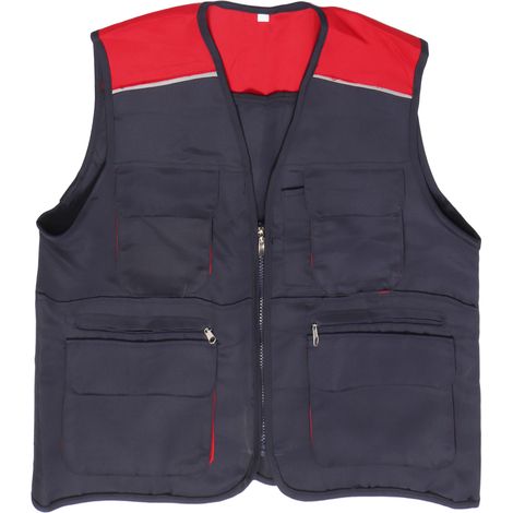 Ortviai Gilet de Sécurité Haute Visibilité Rouge et Bleu Marine pour Pêche, Photographie et Chantier – Taille M (175 cm)