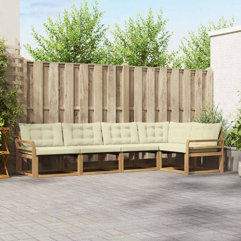 vidaXL Outdoor-Sofagarnitur mit Kissen 5 pcs Weiß und Creme (1/5)