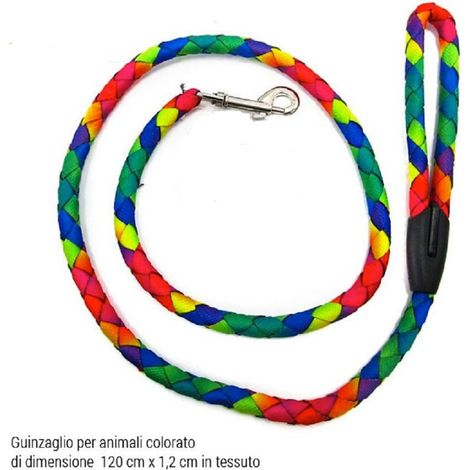 Trade Shop - GUINZAGLIO PER ANIMALI CANI CANE 1.2X120 CM IN ALL GANCIO MULTICOLOR ACCIAIO -