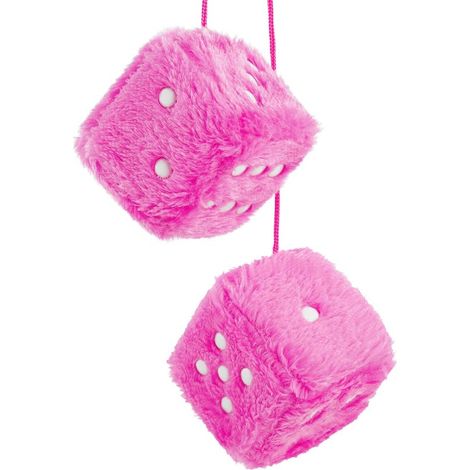 Retro-Würfelpaar für den Auto-Rückspiegel, 6 cm, flauschig, mit weißen Punkten, zur Dekoration des Auto-Innenraums (Pink) (1/5)
