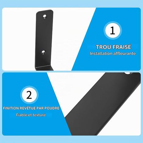 Equerre Etagere Murale, Support Équerre, Charge Lourde, Supports en L Industriels Noirs pour Bureau Domicile(200x150x38MM) (1/2)