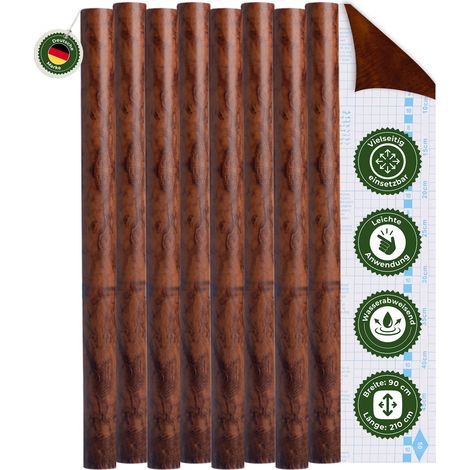 Klebefolie Klebefolie Möbel – Möbelfolie selbstklebend Holzoptik Wurzelholz 2er Set, 2 x 90 x 210 cm, zuschneidbar, rückstandsfrei entfernbar – Veluxis