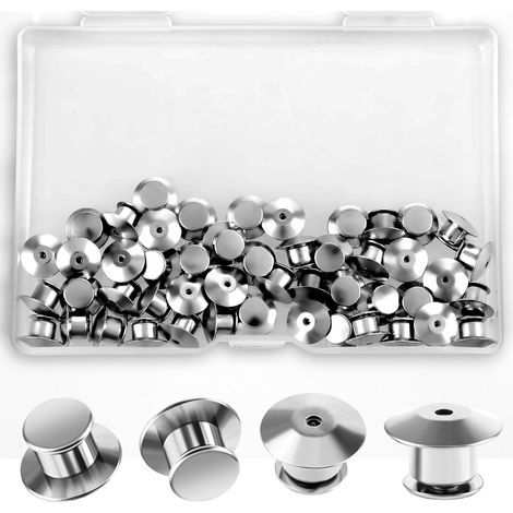 50PCS Dos de Goupille de Verrouillage, Fermoir de Goupille de Verrouillage en Métal Arrière Pince à Tête Plate Aiguille Verrouillage Arrière pour Broches Épinglettes (1/5)