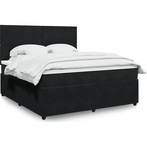 Boxspringbett mit Matratze Schwarz 180x200 cm Samt