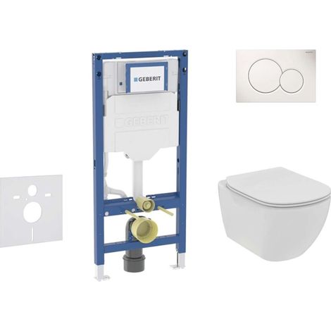 Geberit Duofix - Set Vorwandelement, Tesi-WC mit Softclose-Sitz und Sigma01-Betätigungsplatte, Alpinweiß SANI11CD3108 (1/5)
