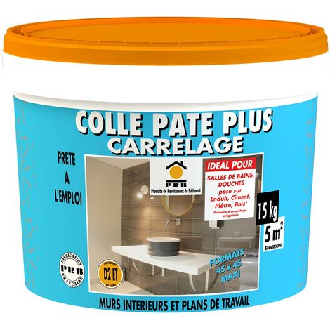 Colle Pâte Plus Carrelage 15kg - Prête à l’Emploi, Haute Adhérence - Pose de Carrelage Mural Intérieur - Tous Supports Standards (1/3)