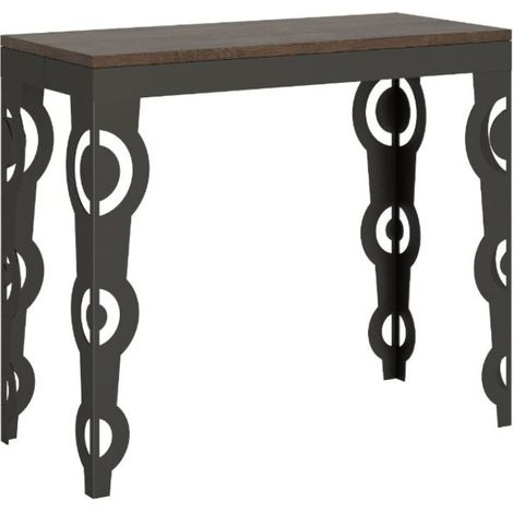 Console extensible bois foncé et pieds métal anthracite 8 personnes 40 à 196cm Kazay (1/5)