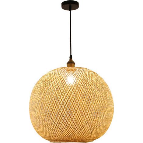 Suspension en bambou tressé pour salon/bar, style rétro. (1/5)