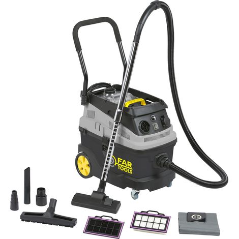 Fartools – Aspirateur professionnel eau et poussières 35 L – 1600 W – Dépression 20 Kpa – Fonction souffleur pour chantiers humides