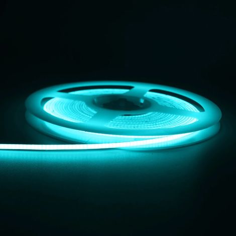 (Bleu glacier - Fil 12 V, 2 broches) Bande LED COB multicolore ultra-mince de 3 mm, 12 V CC, pour la décoration intérieure et le bricolage. Ruban LED haute densité. (1/5)