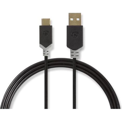 Cable usb usb 20 usb a macho usb c macho 60w 480mbps chapado en oro 100m redondo pvc antracita caja con ventana