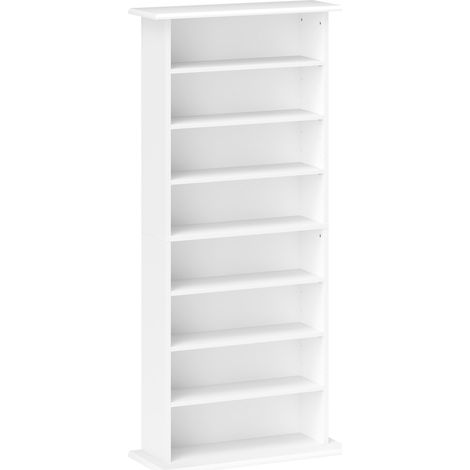 Bibliothèque 6 étagères 8 compartiments – Dimensions 58l x 24P x 124,5H cm – Panneau de particules blanc – Charge max 15 kg par compartiment – MH