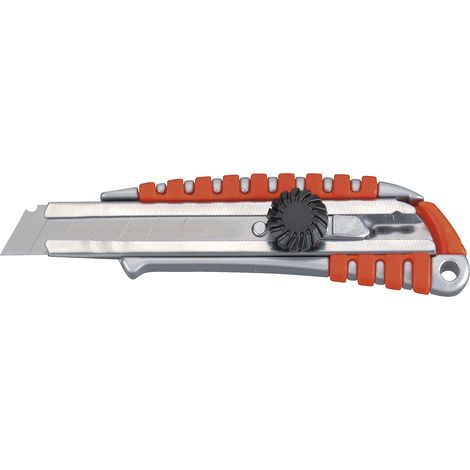 MAUL - CUTTER ''PROFI PLUS'', 18 MM, GRIP CAOUTCHOUTÉ LAME EN ACIER INOXYDABLE, PARTICULIÈREMENT STABLE GRÂCE À SON CORPS EN MÉTAL