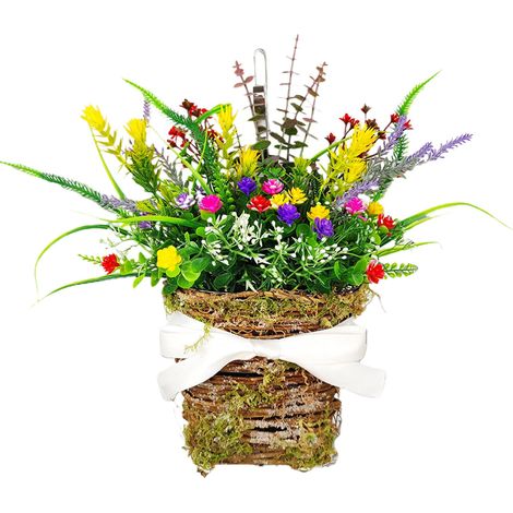 Guirlande Printemps - Couronne Fleurie Artificielle - Décoration Porte Intérieure Extérieure - 40 x 30 cm - 1 Pièce (1/5)