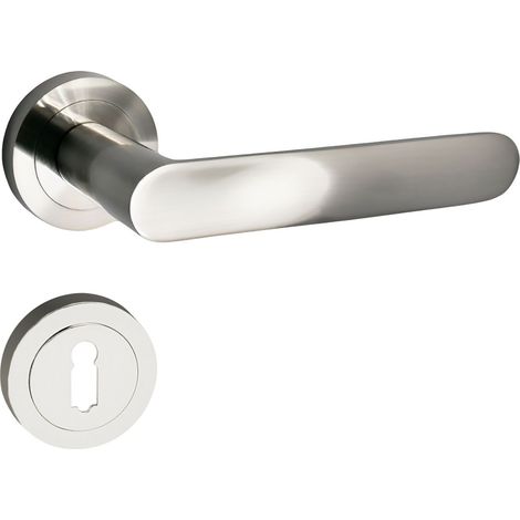 domino Türgriff Drückergarnitur BB-Buntbart Set Rund BB Rosette Türklinke für Zimmertür, Bürotür, Kellertür & Innentür Aluminium Nickel Türdrückergarnitur OVAL-R M9 (1/5)