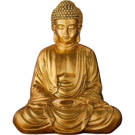 Statue Bouddha Méditation Or - Statuette Décoration Zen et Feng Shui - Apporte une Ambiance Apaisée et Relaxante à Votre Intérieur - Statue Porte-Bonheur Couleur Or - Hauteur: 20cm (1/4)