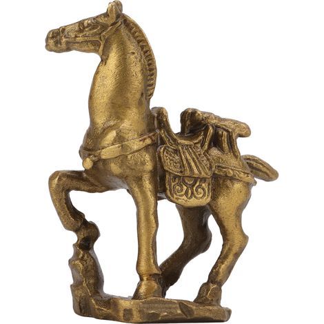 Brass Statue Horse Shape Manual Carefully Carved Retro Workmanship Bring Good Luck Desk Decoration Statue (1/5)