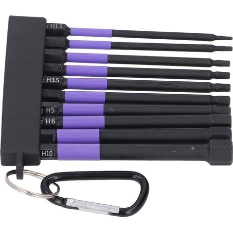 Lot de 10 embouts à choc aimantés pour tournevis acier allié TS2 4 pouces 100 mm violet robustes avec support (1/5)